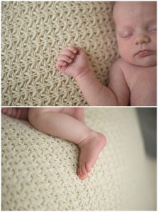 newborn babies feet and hands during photography session at home